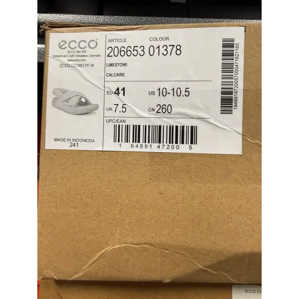 ECCO WOMEN'S 41 COZMO PLATFORM LEATHER SANDAL CROSS-STRAP LIMESTONE 20665301378